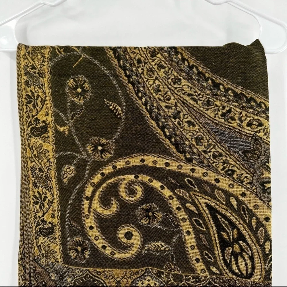 Pashmina and silk green scarf